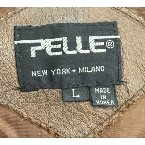 PELLE New York Milano 100% Leather Jacket Brown Women's Size L - Picture 10 of 12